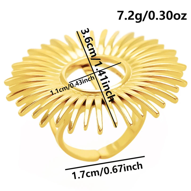 5 قطع/مجموعة خواتم من الفولاذ المقاوم للصدأ، لون ذهبي، قابلة للتعديل، مفتوحة، بتصميم عصري، مجوهرات نسائية أنيقة، لا يتغير لونها