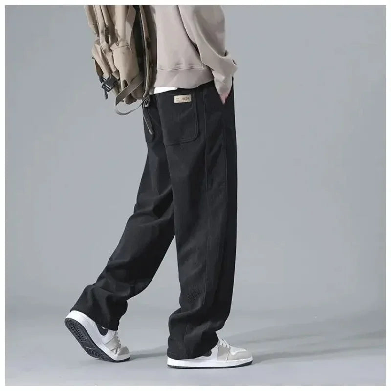2025 Spring Autumn New Men'S Corduroy Straight Leg Pants Men comfort Loog Trousers Style Trendy Casual Sports Jogging pants