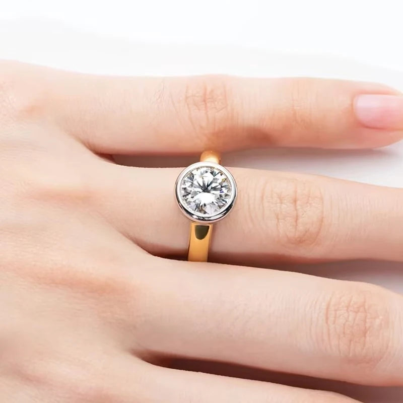 خاتم مويسانيتي فضي عيار 925، بسيط ولامع، مناسب لحفلات الخطوبة والزفاف للرجال والنساء، هدايا مجوهرات الموسم