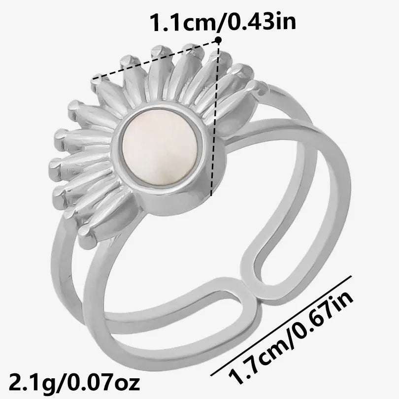خاتم واحد عصري من الفولاذ المقاوم للصدأ، بتصميم هندسي مستوحى من البحر الطبيعي، مفتوح وسميك، بنمط صدفة بحرية، قطعة واحدة، مجوهرات نسائية عتيقة غير منتظمة
