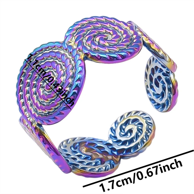 1 قطعة من خواتم عين النمر الكلاسيكية المصنوعة من الفولاذ المقاوم للصدأ القابلة للتعديل والمفتوحة للنساء والرجال إكسسوارات خاتم إصبع ذهبي اللون