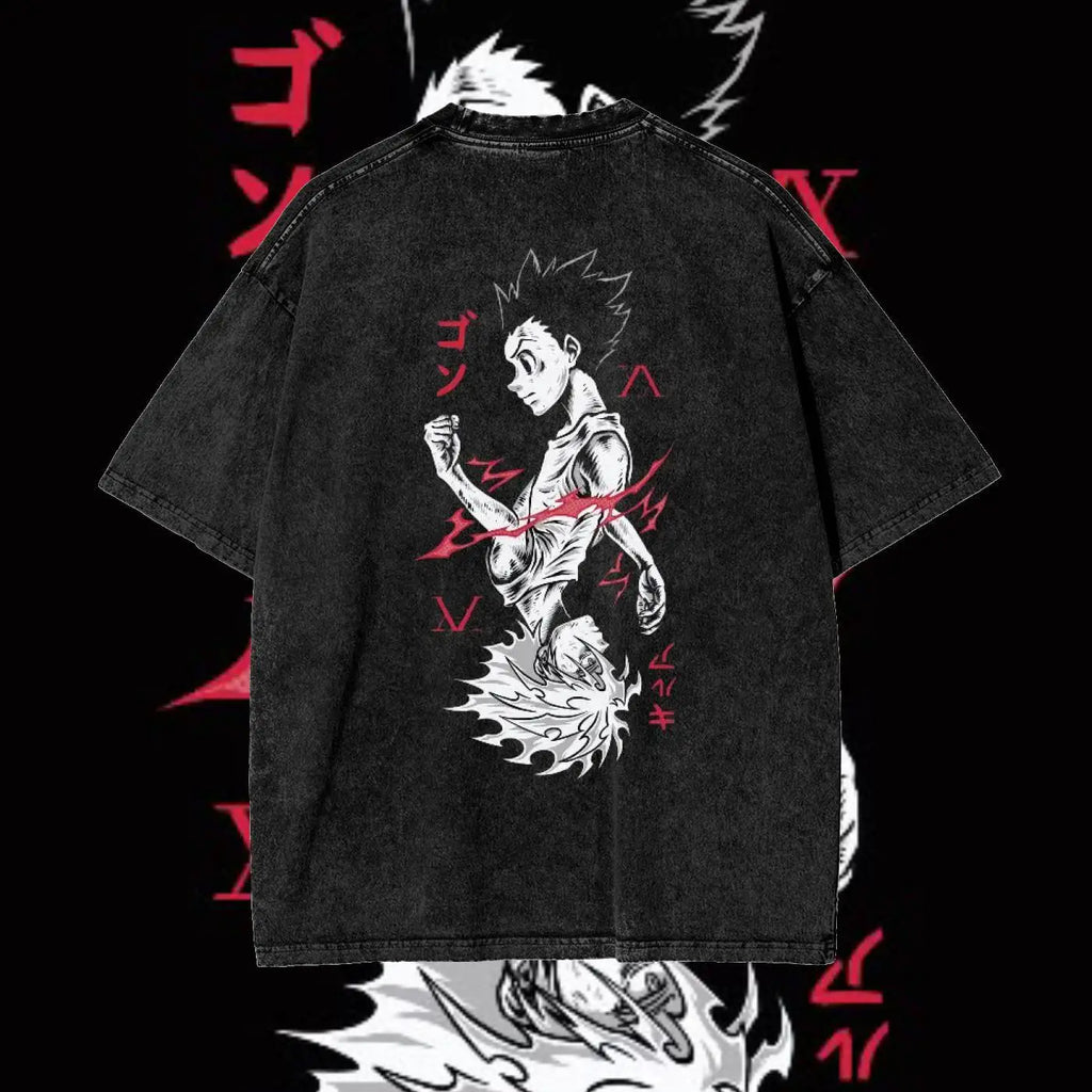 Hunter x Hunter T-shirt Men Gon Freecss Phantom Troupe Killua Zoldyck Men's T-shirt Summer Vintage Snow Washed Anime Unisex Tops
