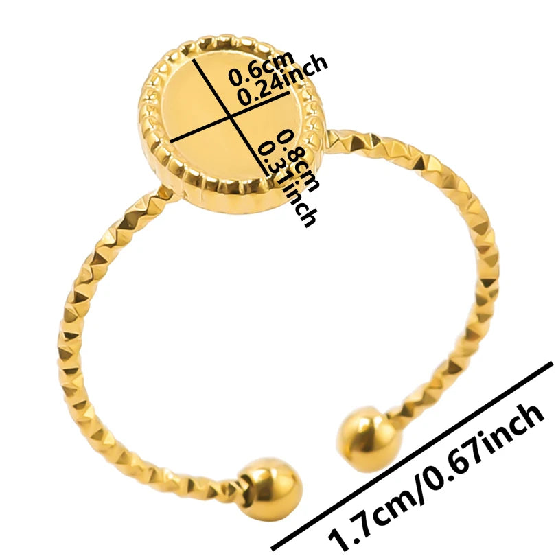 ٦ قطع/عبوة من حلقات مطلية بالذهب بقاعدة من الفولاذ المقاوم للصدأ، خواتم مفاصل فارغة يمكنك صنعها بنفسك للنساء، مجوهرات ساحرة لا يتغير لونها، بيع بالجملة