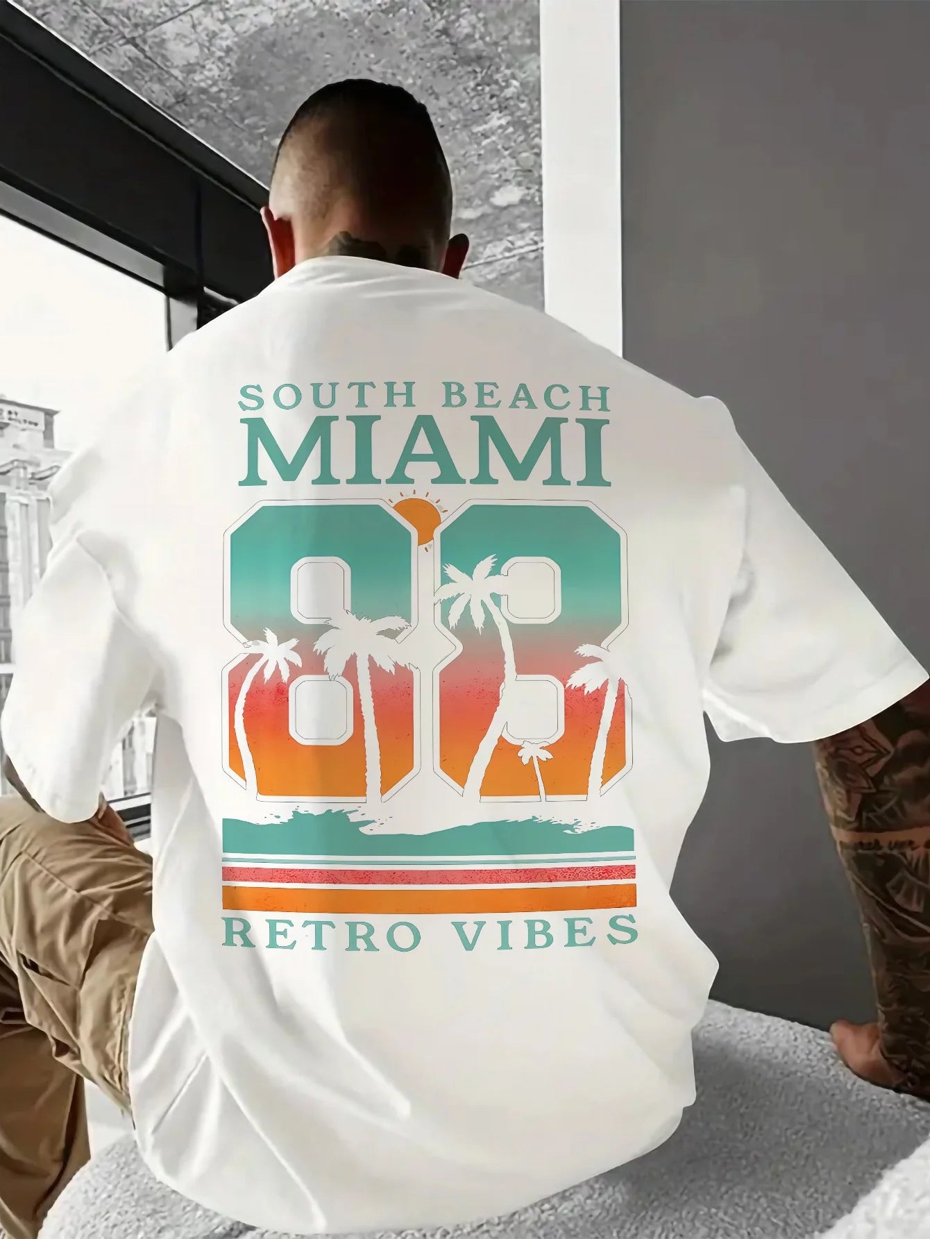 Mens Miami 83 Retro Shirt Short Sleeve Round Neck Sleeve Sports Women's T-shirt Unisex Casual Daily Wear Summer T-shirt