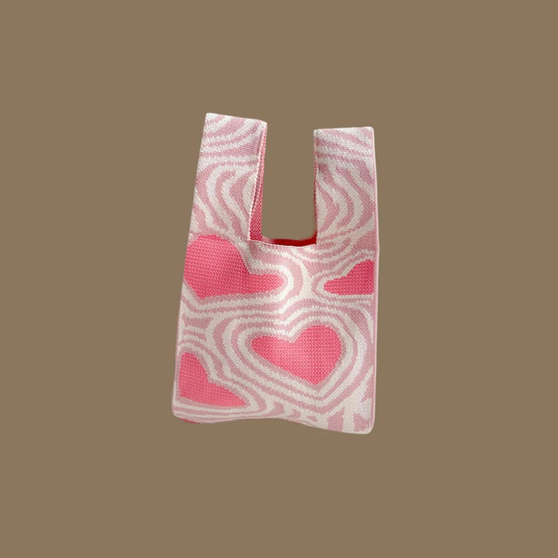 حقائب يد نسائية أنيقة مصنوعة يدويًا محبوكة، حقيبة معصم صغيرة بعقدة، حقيبة تسوق كورية كاجوال قابلة لإعادة الاستخدام