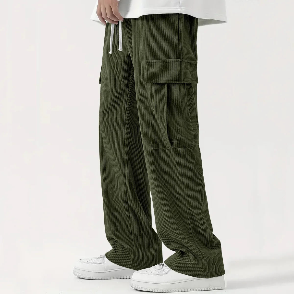Men's Corduroy Casual Pants High Street Trend Loose Wide-leg Straight Versatile European American Style