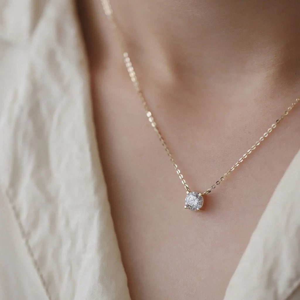 925 Sterling Silver 18k Gold Plated Necklace Versatile Single Sparkling Zircon Clavicle Chain for Women Wedding Jewelry