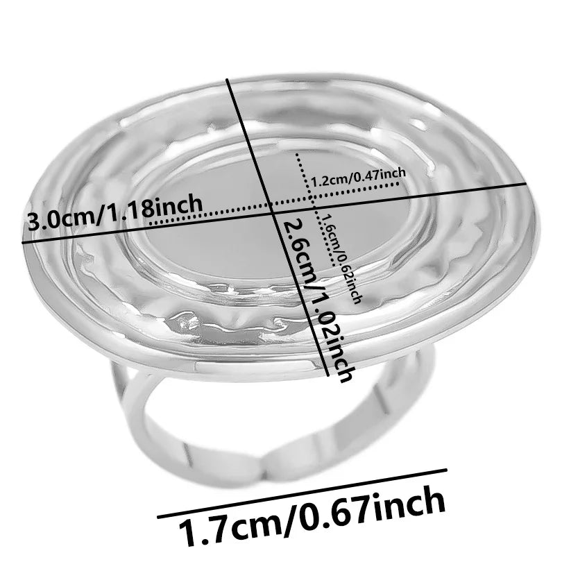 خواتم من الفولاذ المقاوم للصدأ بتصميم هندسي دائري بيضاوي على شكل قلب، قابلة للتعديل، مصنوعة يدويًا، مناسبة للنساء والرجال، بتصميم مفتوح.