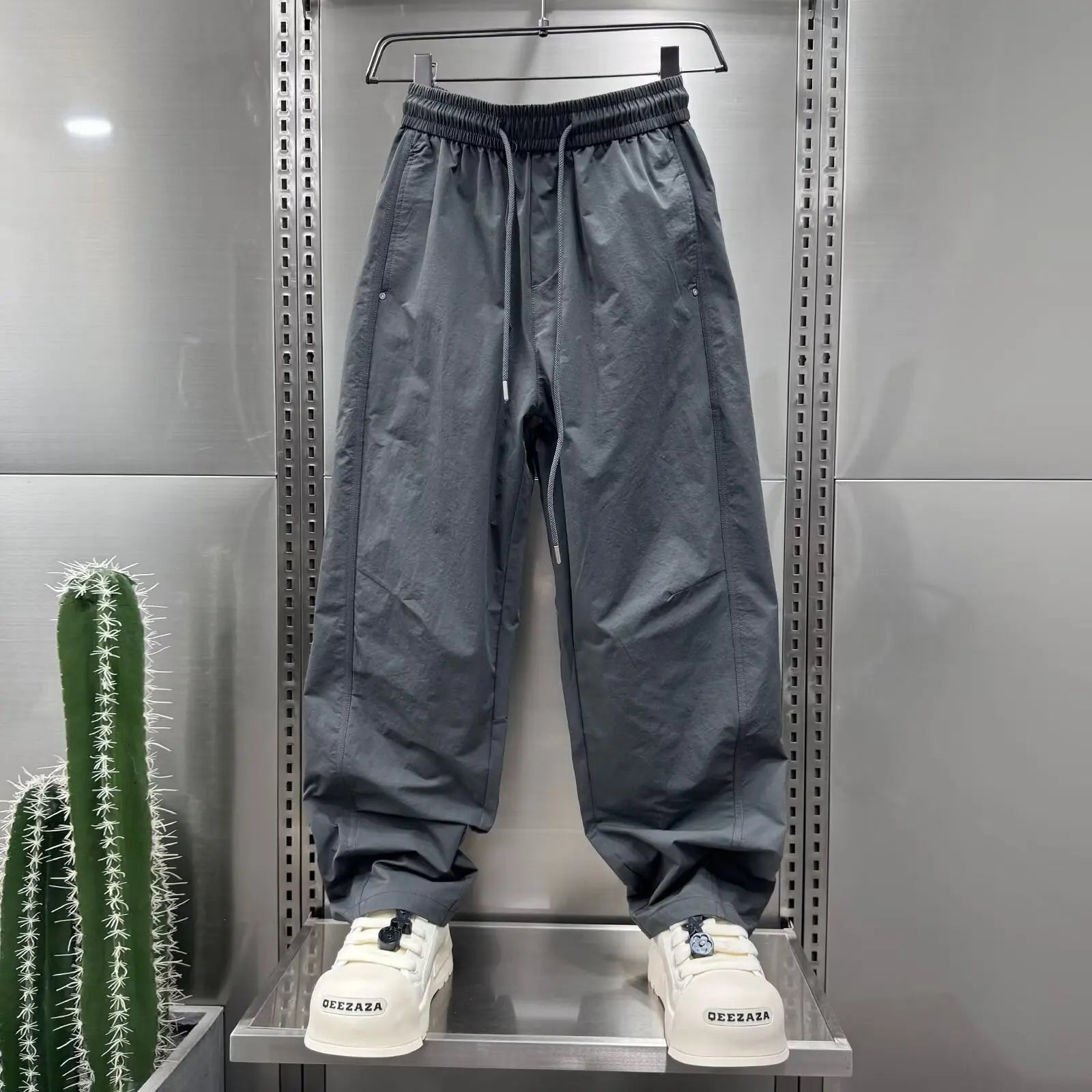 2025 New Trendy Brand Loose Wide Leg Pants Summer Casual Pants Men's Puff Handsome Work Pants Versatile Straight Leg Sports Pant