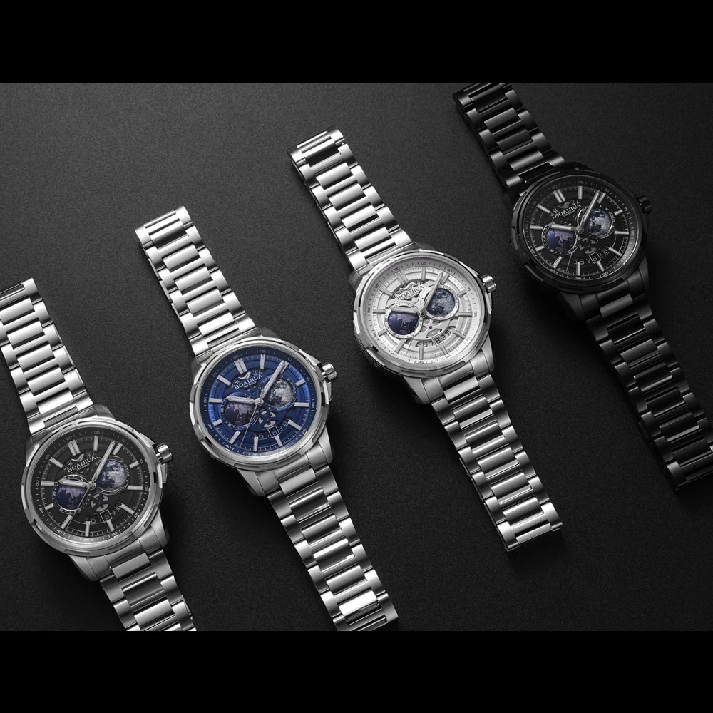 ساعة BOAIJIUA الميكانيكية الأوتوماتيكية ساعة Creative Starry Sky مقاومة للماء حتى عمق 50 مترًا 8217 ساعات ميكانيكية هدية عيد ميلاد للرجال