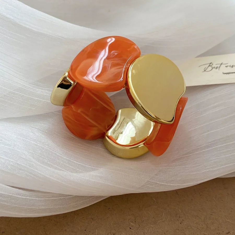 أساور من الراتنج بحبل مطاطي دائري متعدد الأنماط للنساء أساور أكريليك عتيقة ملطخة مجوهرات حفلات شخصية K1