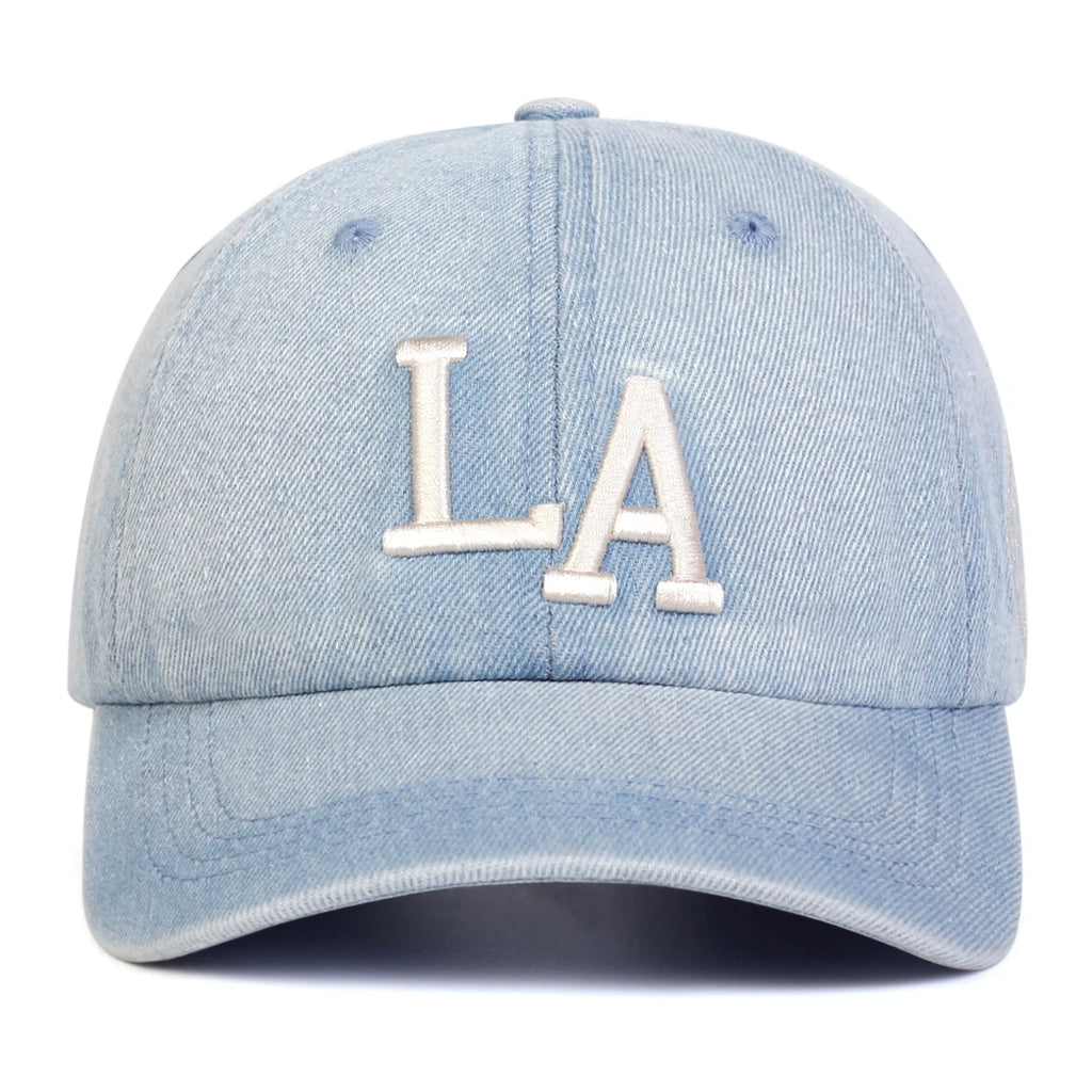 قبعات بيسبول للجنسين من قماش الدنيم المغسول المطرز بحرف LA للربيع والخريف، قبعات كاجوال قابلة للتعديل، قبعة واقية من الشمس، قبعة رياضية