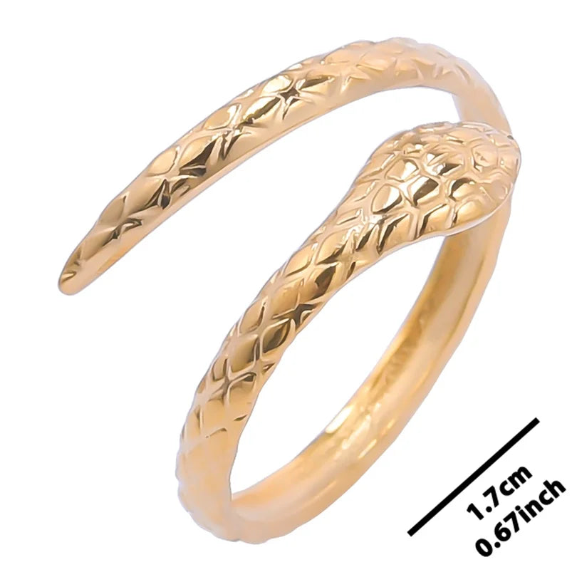 خواتم أنيقة مطلية بالذهب من الفولاذ المقاوم للصدأ، 6 قطع/مجموعة، بتصميمات زهور ونجوم وأوراق شجر وحب وثعبان، خواتم مجردة، مجوهرات نسائية بالجملة