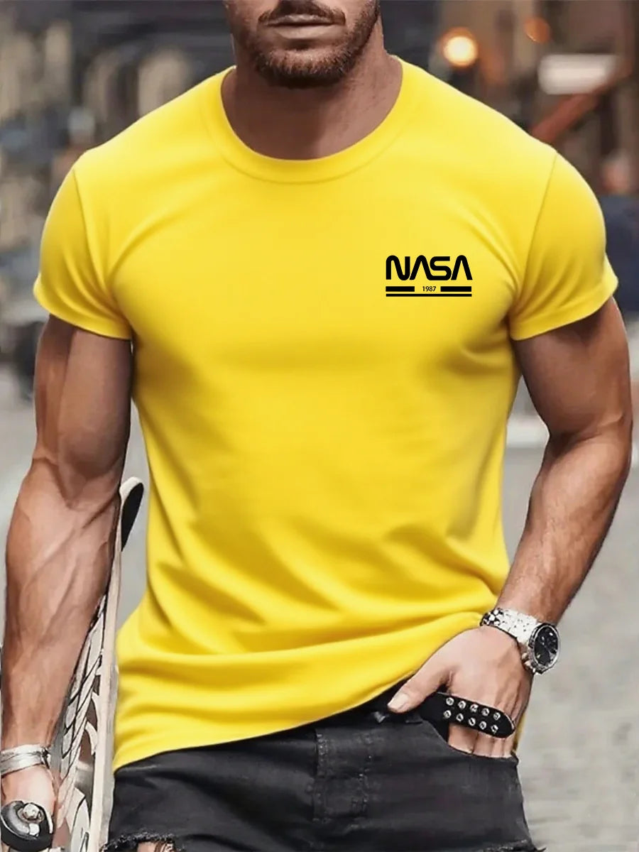 تي شيرت رجالي رياضي قابل للتنفس بطبعة جرافيكية لعام 2025، تي شيرت قطني بأكمام قصيرة، تي شيرت صيفي من علامة تجارية للشارع