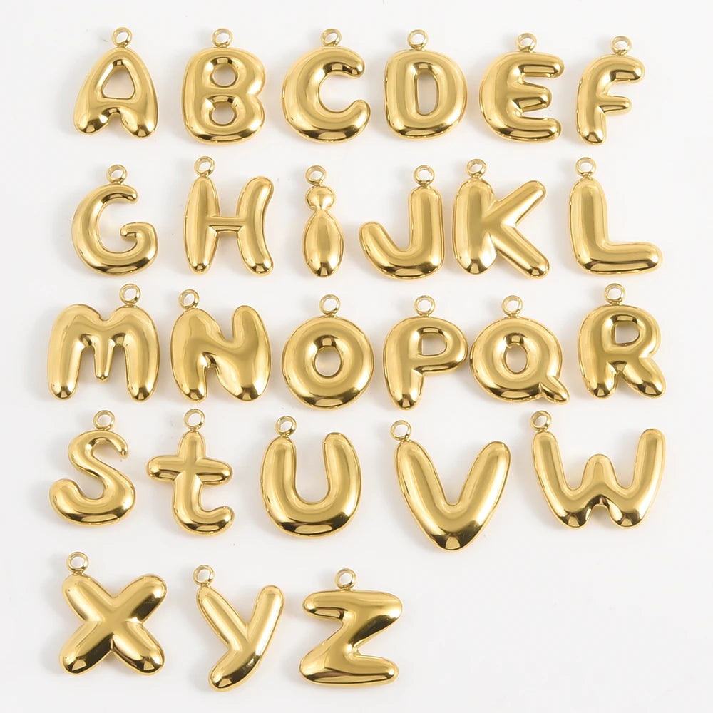 قلادة لطيفة على شكل بالونات من الفولاذ المقاوم للصدأ على شكل حرف AZ الأولي للنساء والرجال، قلادة مجوهرات بسلاسل من الخرز بطول 40+5 سم