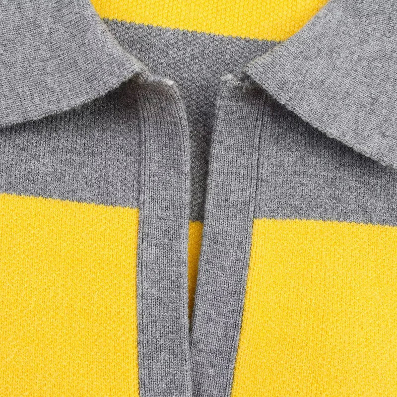 بلوزة نسائية محبوكة مخططة بأكمام طويلة وياقة بولو مناسبة للخريف والشتاء، بلوفر، ملابس أنيقة غير رسمية، جديدة لعام 2025