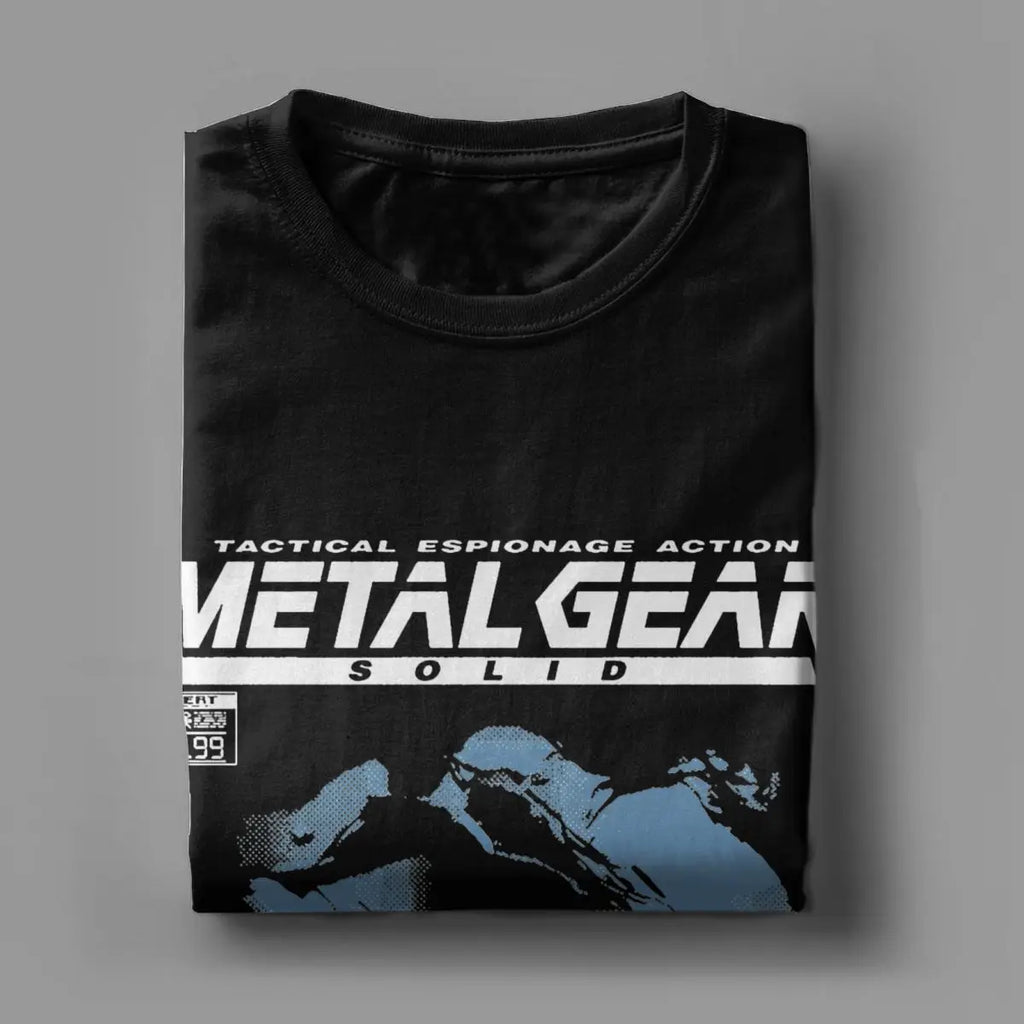 تي شيرت رجالي ونسائي MGS1 Solid Snake Game T-Shirt Metal Gear قطني مضحك بأكمام قصيرة ورقبة دائرية تي شيرت كلاسيكي