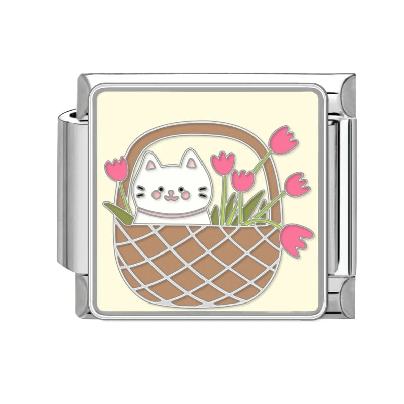 قطعة واحدة من دلايات القط المحظوظ الكرتوني تيدي شيبا إينو الإيطالية تناسب سوار 9 مم من الفولاذ المقاوم للصدأ صناعة المجوهرات بنفسك بالجملة