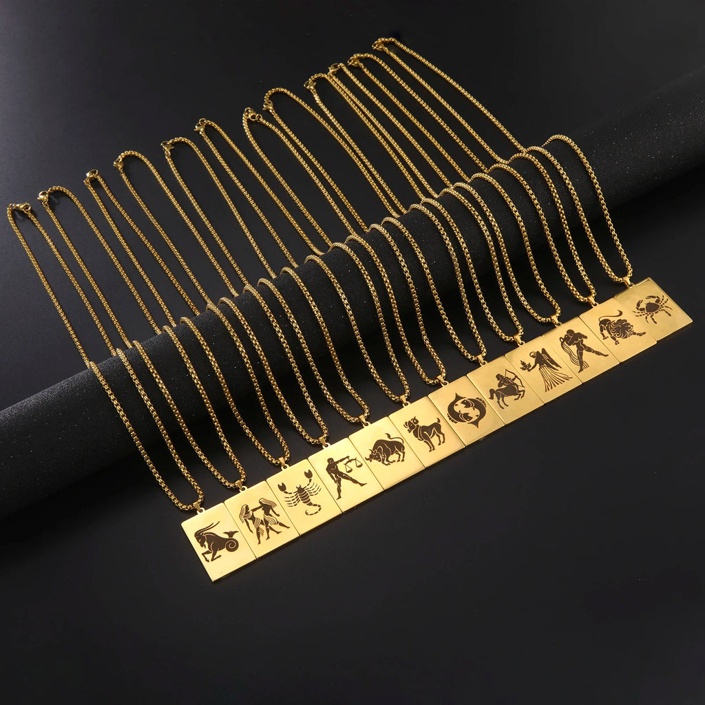 قلادة على شكل صندوق من 12 برجًا للرجال، مصنوعة من الفولاذ المقاوم للصدأ، بتصميم يوناني قديم، مكونة من 12 برجًا، هدايا