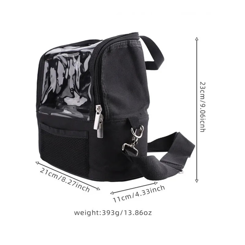 حامل فرش المكياج الشفاف مع غطاء وحقيبة تخزين فرش المكياج ذات السعة الكبيرة وحقائب فناني المكياج مع حزام وفواصل