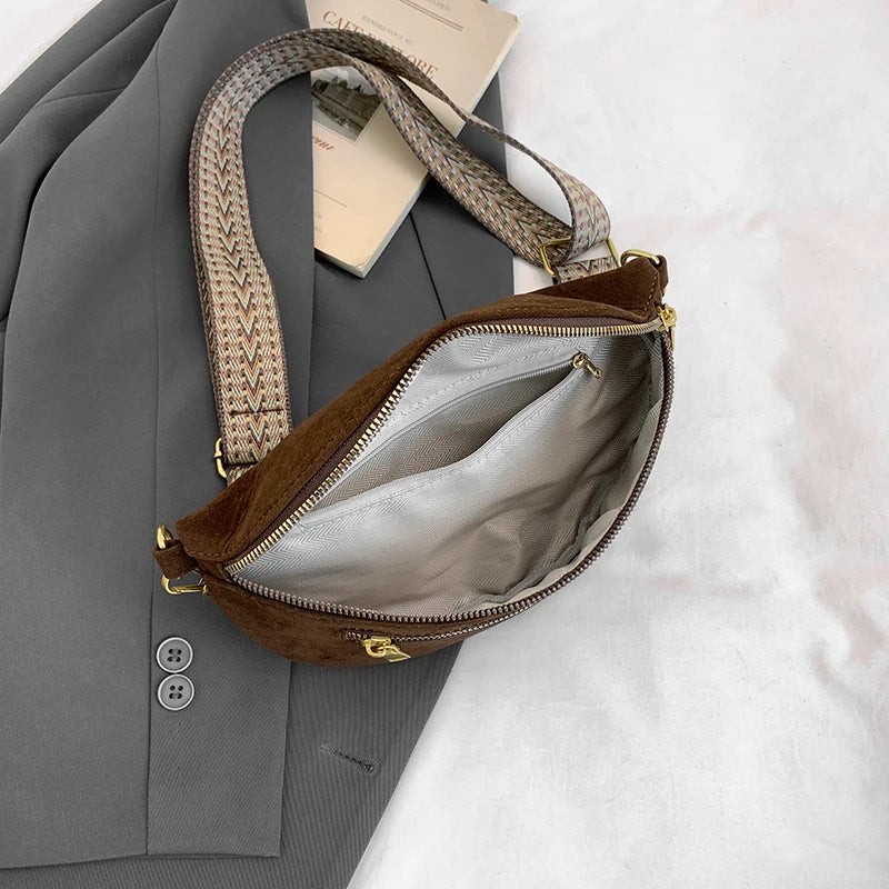 حقيبة صدر نسائية من جلد الغزال الصناعي لفصل الشتاء لعام 2025، حقيبة خصر عصرية، حقيبة خصر، حقيبة سفر غير رسمية، حقيبة كتف نسائية، حقيبة هاتف، محفظة