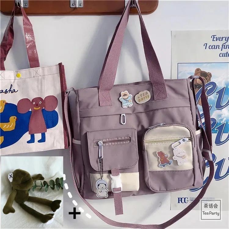 حقيبة يد نسائية من القماش النايلون المقاوم للماء، حقيبة كتف، حقيبة رسول يابانية، حقيبة كروس مدرسية للطالبات، حقيبة كتف للبنات