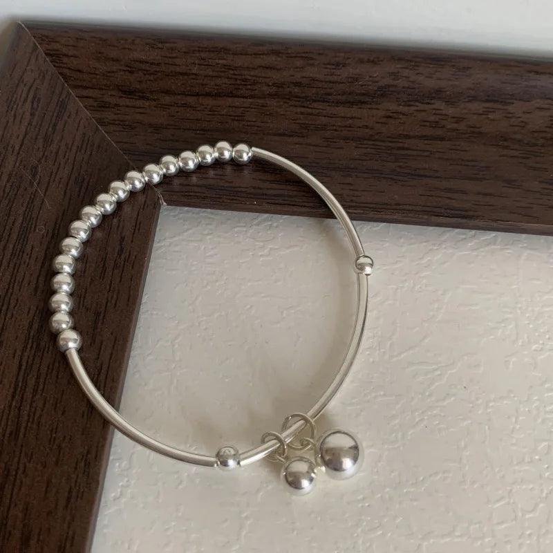 سوار PANJBJ من الفضة الإسترلينية عيار 925 عالي الجودة للنساء مصنوع من خرز الحب الكوري مجوهرات حلوة هدية شحن مباشر