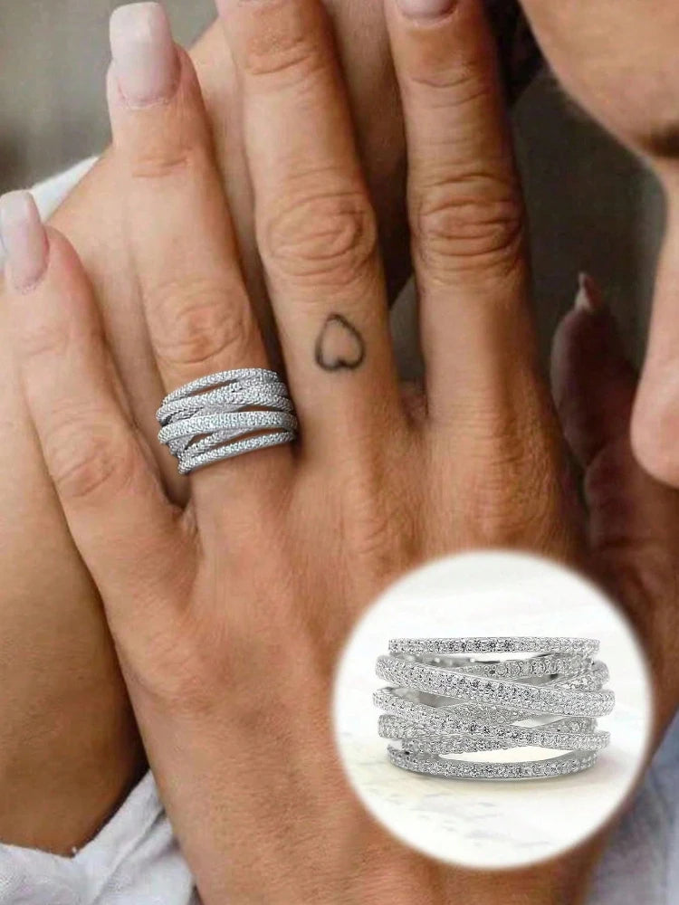 خاتم فضة إسترليني عيار 925 بتصميم كلاسيكي عتيق مرصع بالزركون، مناسب للنساء، مثالي للإطلالات اليومية والحفلات، قطعة مجوهرات فاخرة عالية الجودة.