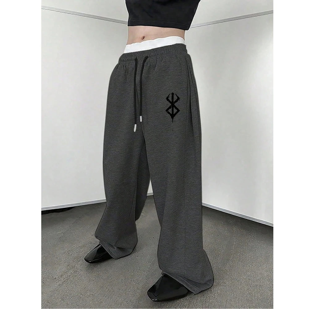 Latest Model Men's Pants Simple Print Casual Sweatpants Elastic Waist Drawstring Pants Suitable Corduroy Men Pants Vintage