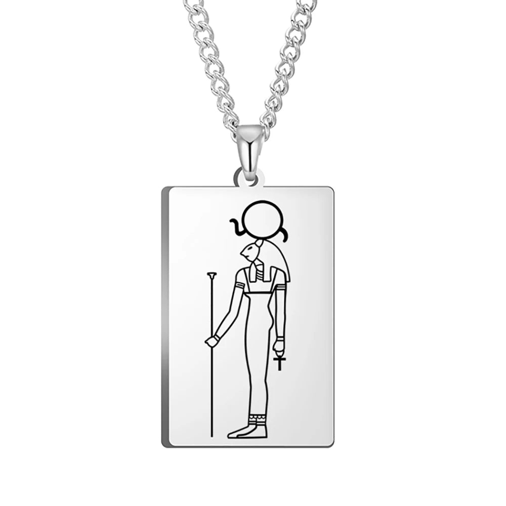 قلادة داوابارا المصرية القديمة على شكل إله حورس أنوبيس الإلهة إيزيس تميمة من الفولاذ المقاوم للصدأ