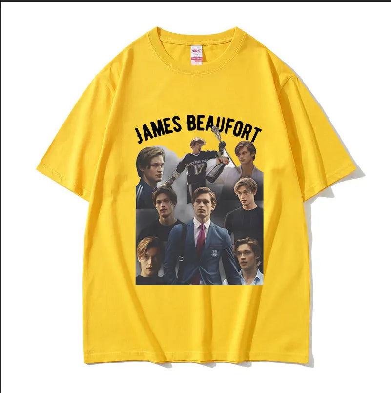 تي شيرت ماكستون هول جيمس بوفورت بطبعة جرافيكية للرجال، تي شيرت عصري بأكمام قصيرة، تي شيرت قطني كبير الحجم برقبة دائرية للجنسين
