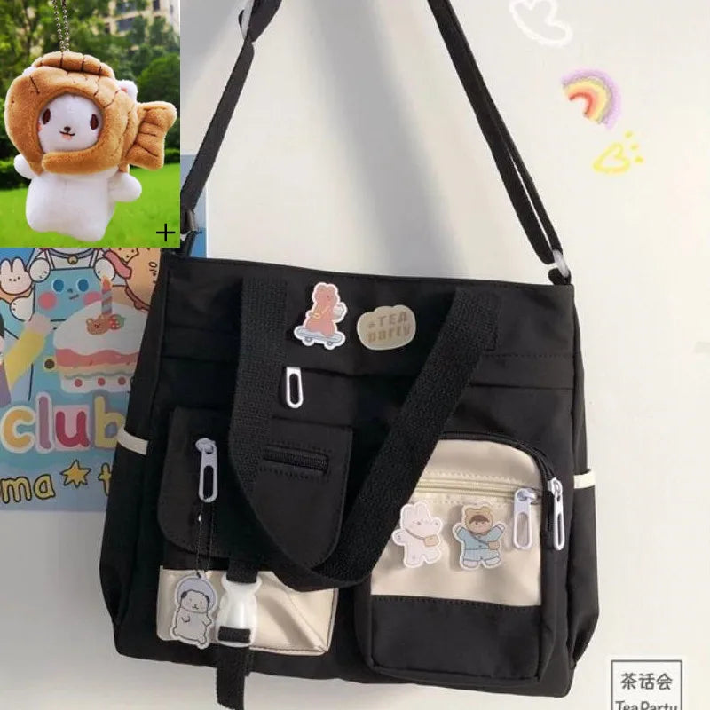 حقيبة يد نسائية من القماش النايلون المقاوم للماء، حقيبة كتف، حقيبة رسول يابانية، حقيبة كروس مدرسية للطالبات، حقيبة كتف للبنات