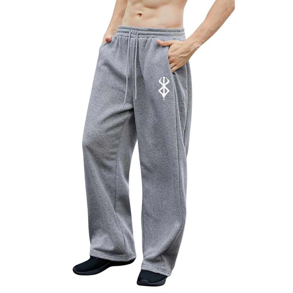 Latest Model Men's Pants Simple Print Casual Sweatpants Elastic Waist Drawstring Pants Suitable Corduroy Men Pants Vintage