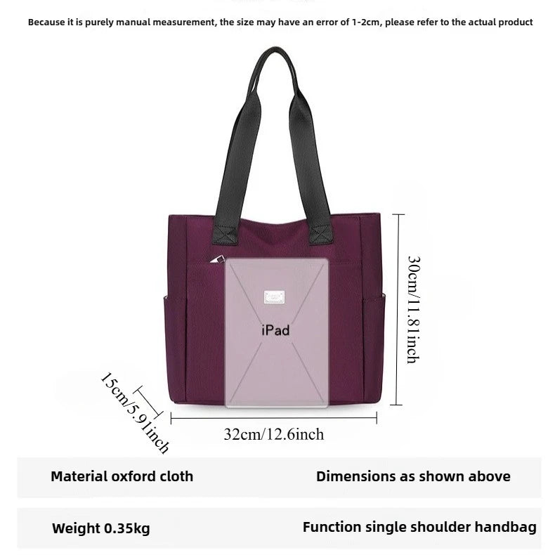 حقيبة حمل نسائية بسيطة 2025 حقيبة أم جديدة كبيرة السعة من النايلون حقيبة يد أنيقة بلون واحد حقيبة كتف واحدة حقائب يد نسائية