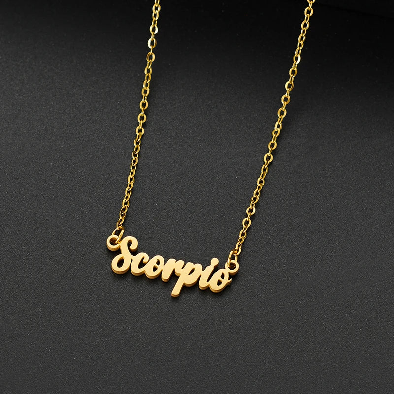 Stainless Steel 12 Zodiac Constellation Necklace for Women Aries Gemini Aquarius Pisces Leo Pendants Necklaces Astrology Jewelry
