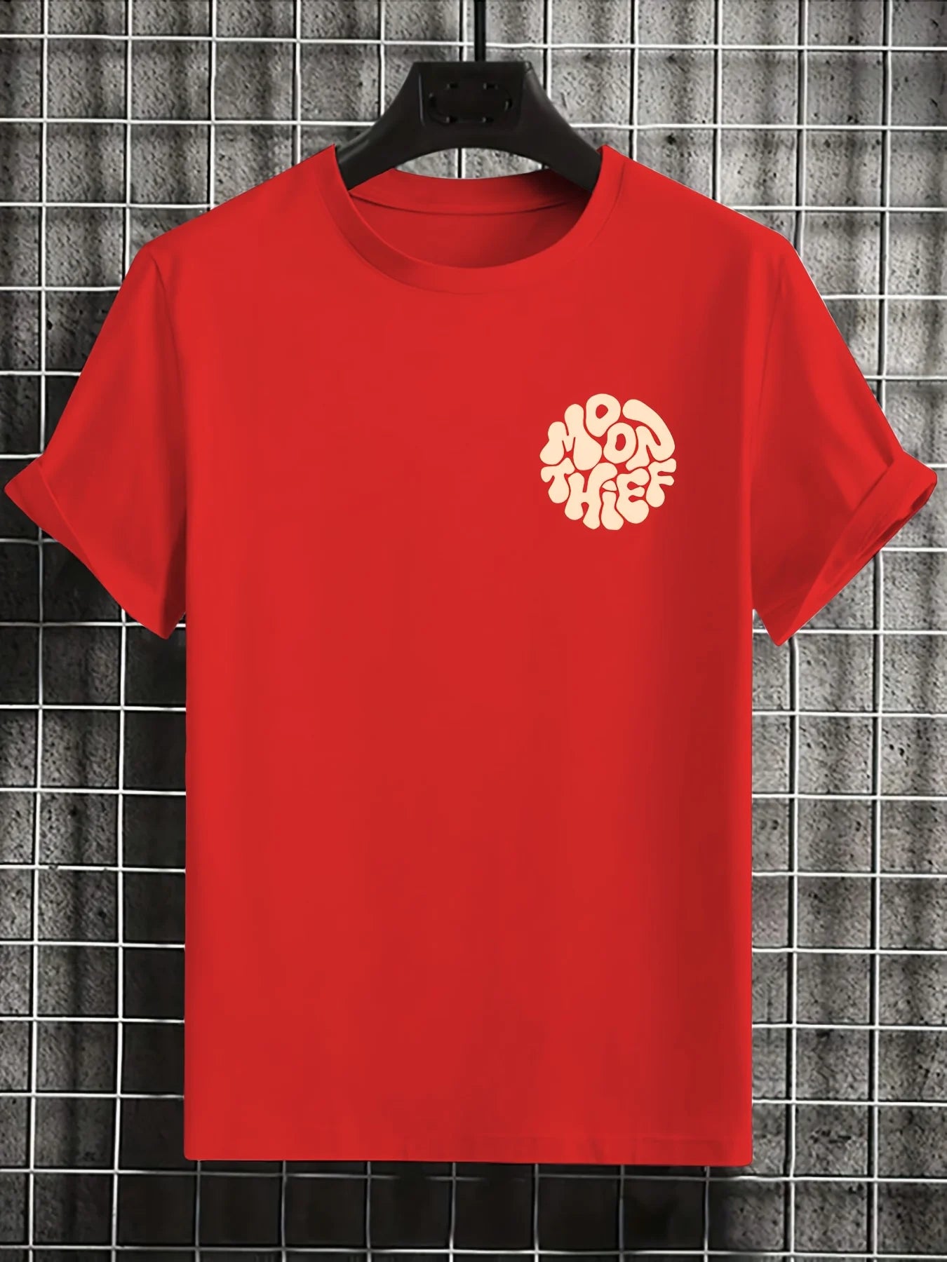 تيشيرت رجالي قطني 100%، عصري، فضفاض، بمقاسات كبيرة، مطبوع عليه نقش حروف مجرة، بياقة دائرية وأكمام قصيرة