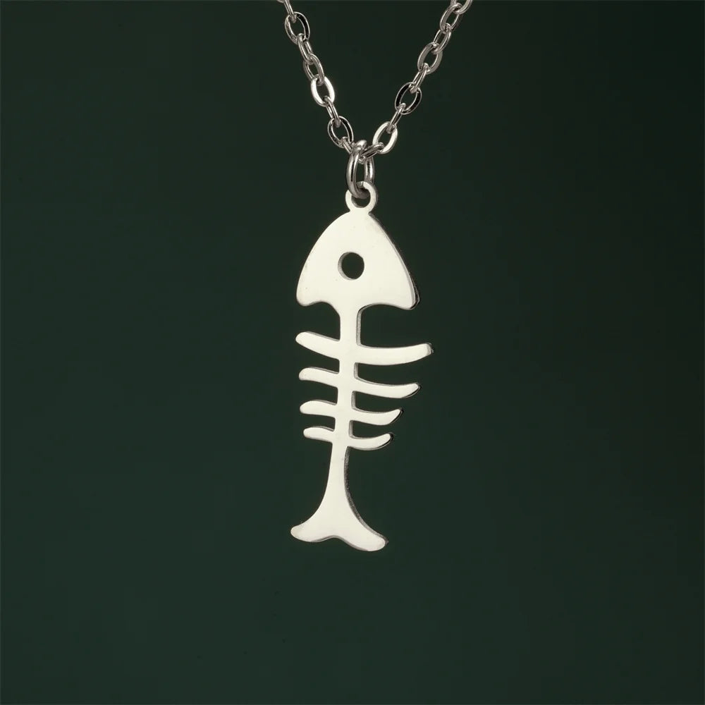 قلادات My Shape على شكل عظام قطة وسمكة للنساء والفتيات وحيوانات القطط الصغيرة وسلسلة عنق من الفولاذ المقاوم للصدأ ومجوهرات