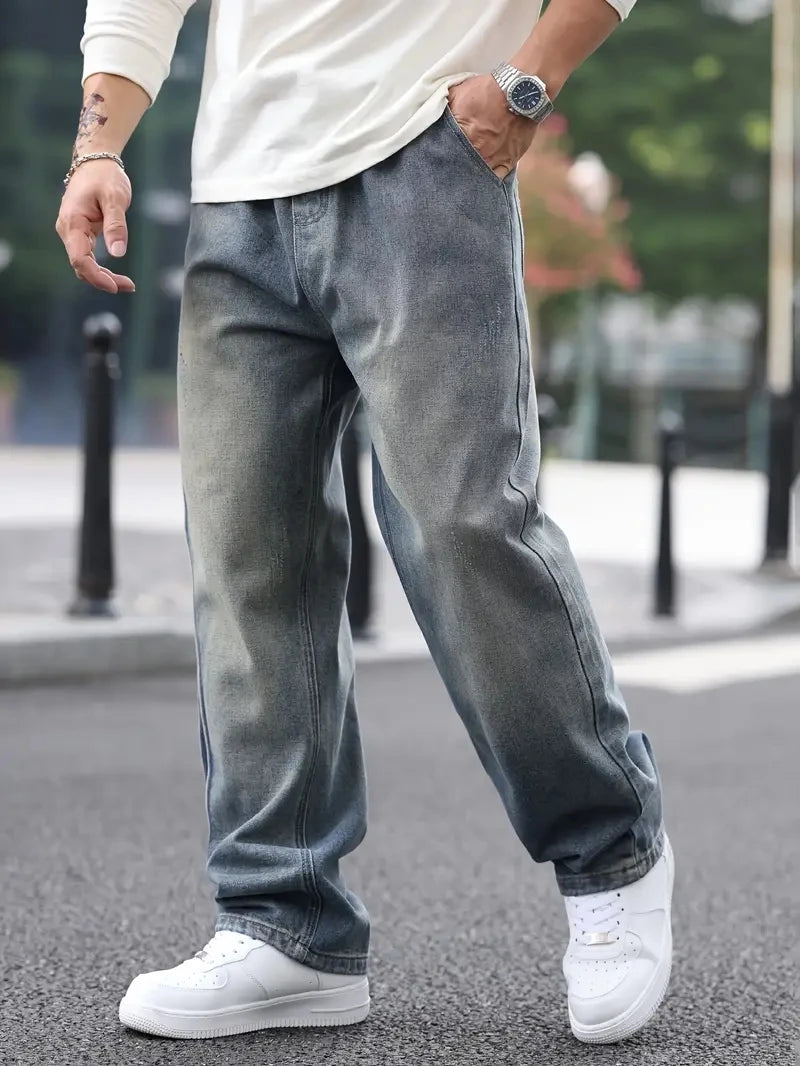 2025 New Spring Summer Streetwear Baggy Wide Leg Jeans Korean Fashion Drapes Straight Casual Loose Denim Cargo Pants