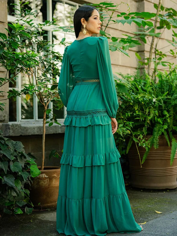 Women’s Long Dress Long Sleeve V-neck Maxi Dresses 2024 Autumn and Winter New in Dresses Party Evening Dresses for Women