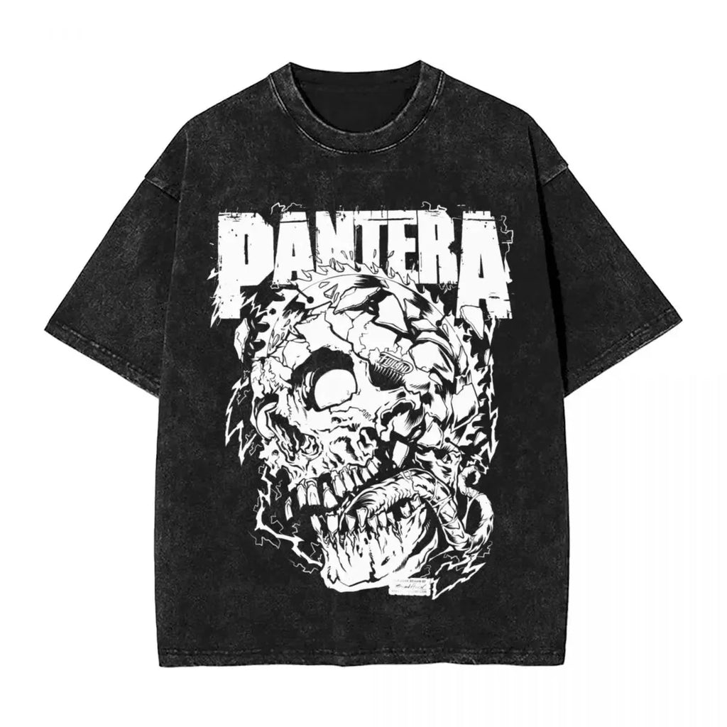 تي شيرتات Groove Metal Pandora Band PANTERA للنساء والرجال، مطبوع عليها طوابع ساخنة مغسولة، تي شيرتات Harajuku قطنية كبيرة الحجم بأكمام قصيرة