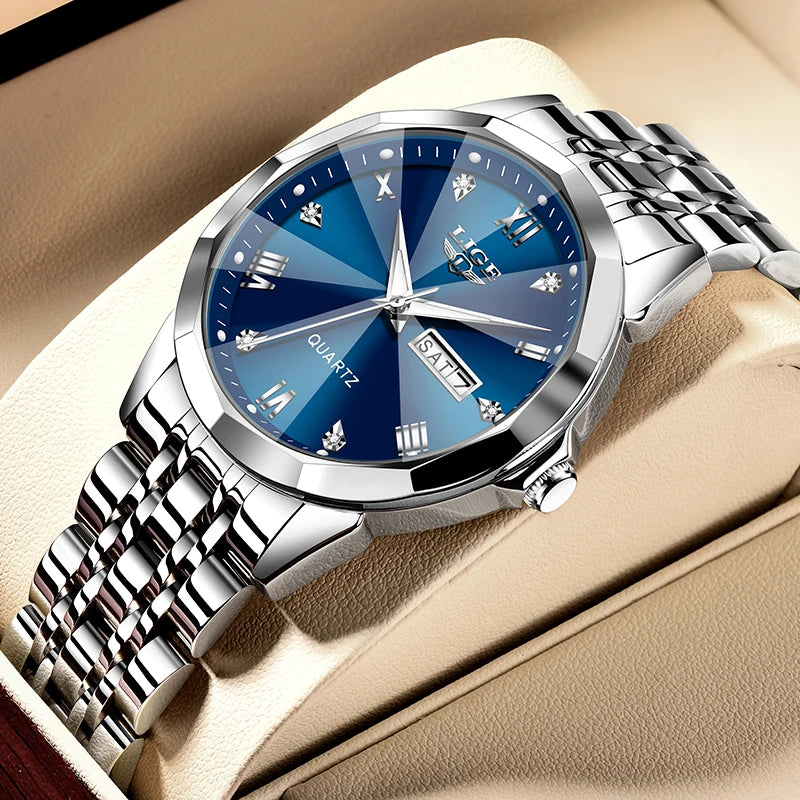 ساعة LIGE النسائية الجديدة، ساعة كوارتز أنيقة وعصرية، مقاومة للماء، مزودة بإضاءة خلفية وتاريخ، مصنوعة من الفولاذ المقاوم للصدأ، هدية مثالية للصديقة أو الحبيبة