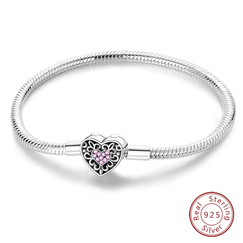 سوار فضة عيار 925 أصلي بطول 17-20 سم على شكل نجمة وقمر وشمس وأوراق برسيم خضراء وأساور من الزركون تناسب صنعها بنفسك وهدايا أعياد الميلاد