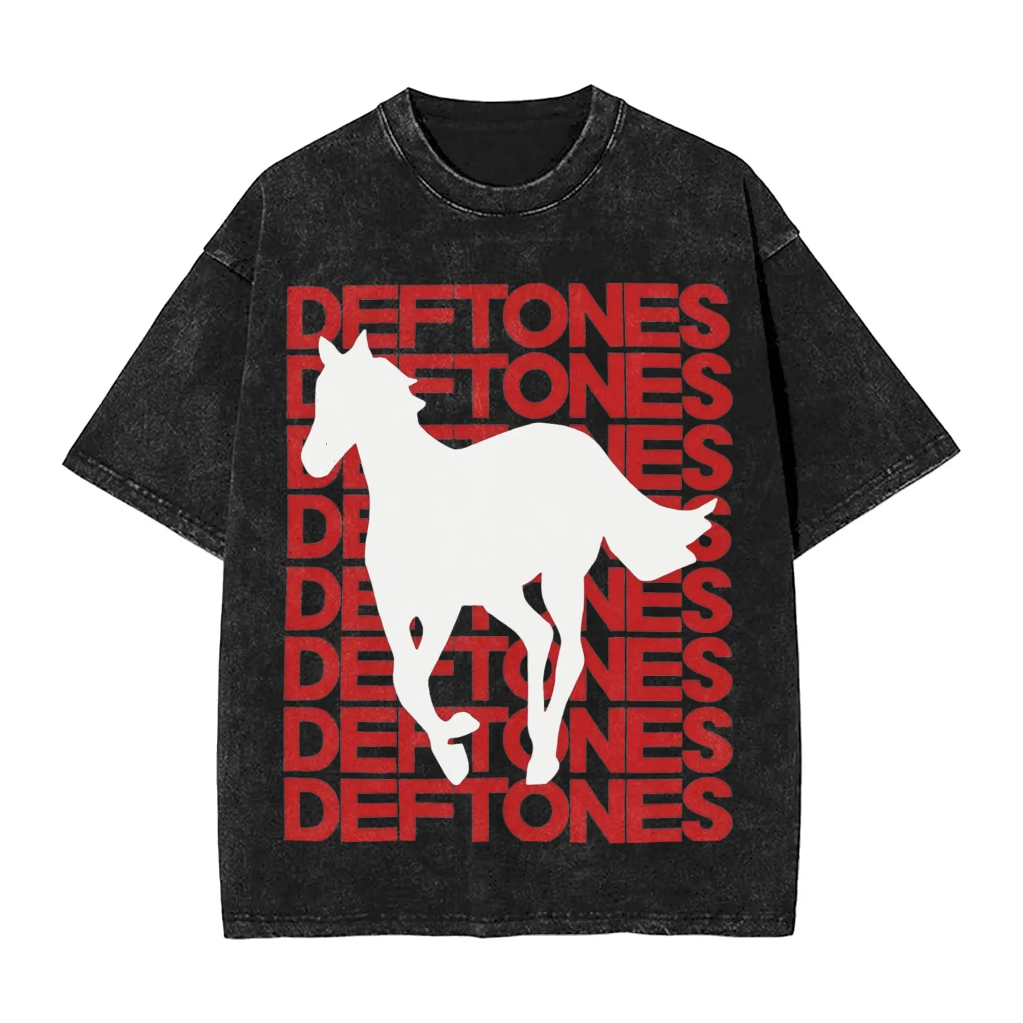 ملابس رجالية جديدة من Ohms White Pony Deftones Rock Band مغسولة بأكمام قصيرة ورقبة مستديرة Y2K ملابس رجالية Camisetas