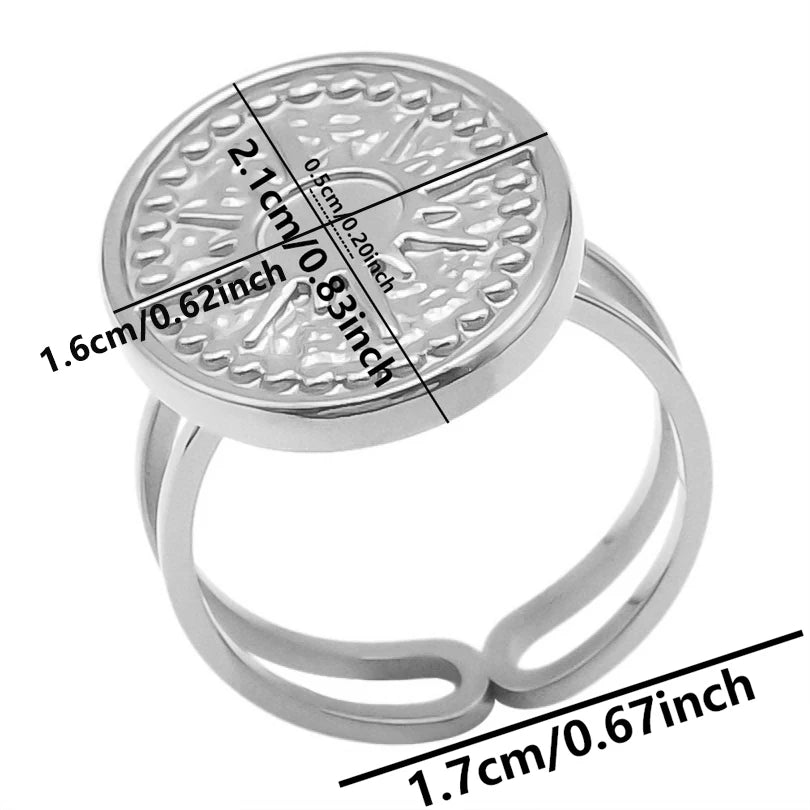 خواتم من الفولاذ المقاوم للصدأ بتصميم هندسي دائري بيضاوي على شكل قلب، قابلة للتعديل، مصنوعة يدويًا، مناسبة للنساء والرجال، بتصميم مفتوح.