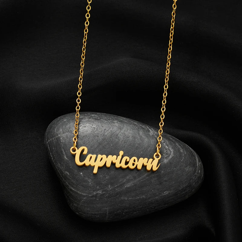 Stainless Steel 12 Zodiac Constellation Necklace for Women Aries Gemini Aquarius Pisces Leo Pendants Necklaces Astrology Jewelry
