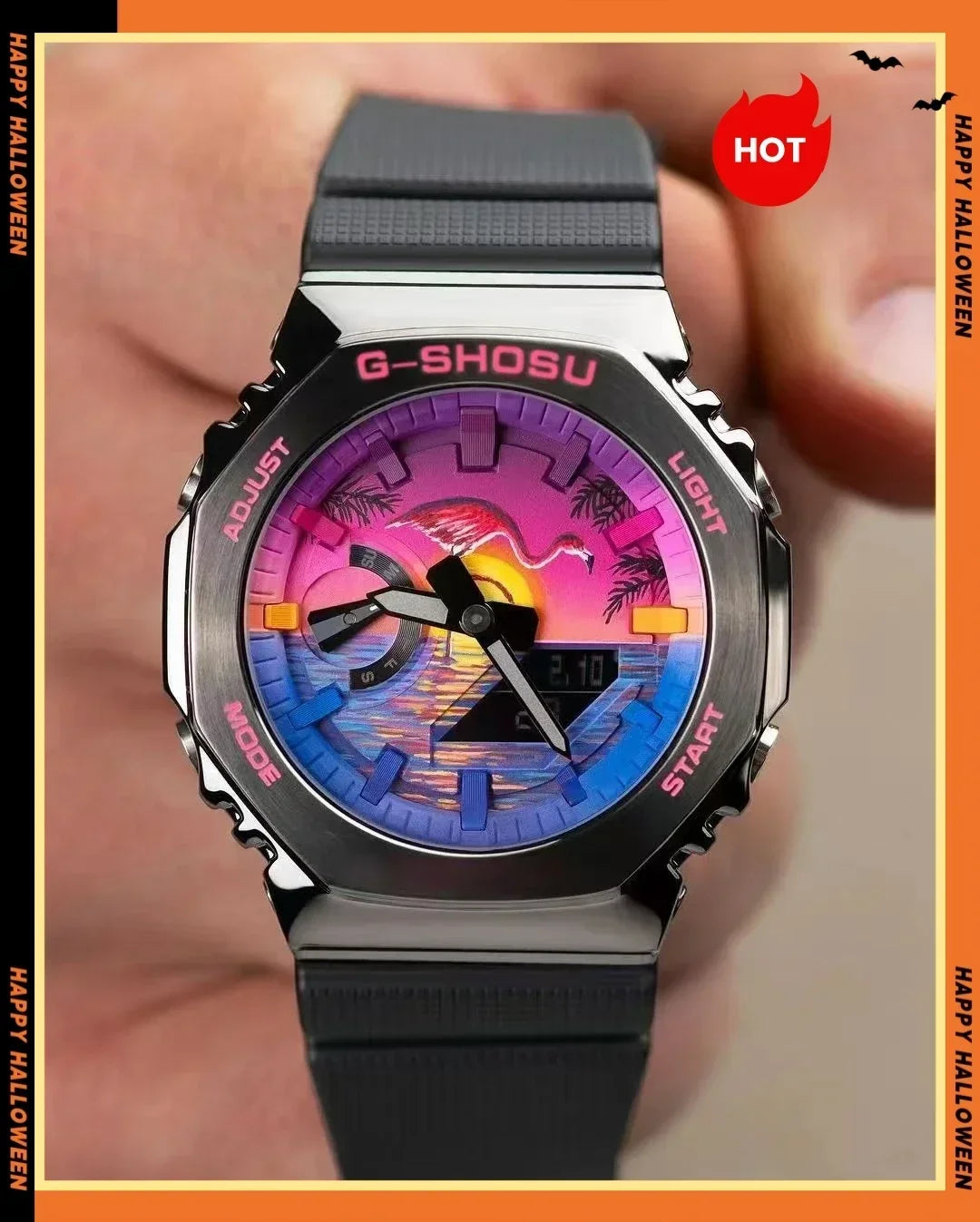 Digital Sports Men's Watch Full Function World Time LED Auto Hand Lifting Lamp Large Dial Waterproof Oak Series