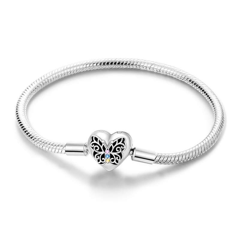 أساور من الفضة الإسترلينية عيار 925 بطول 17-20 سم على شكل فراشة على شكل ورقة البرسيم الأصلية تناسب خرز سحر DIY مجوهرات نسائية أنيقة