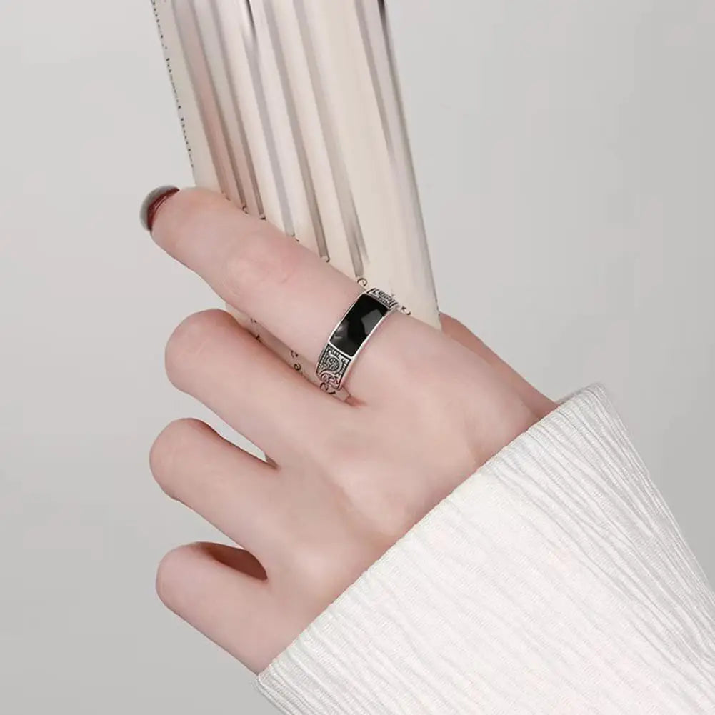 خواتم بسيطة بنمط تنين للرجال والنساء، خاتم مفتوح من النحاس بتصميم عتيق، سلسلة سوداء، إكسسوارات مجوهرات بانك
