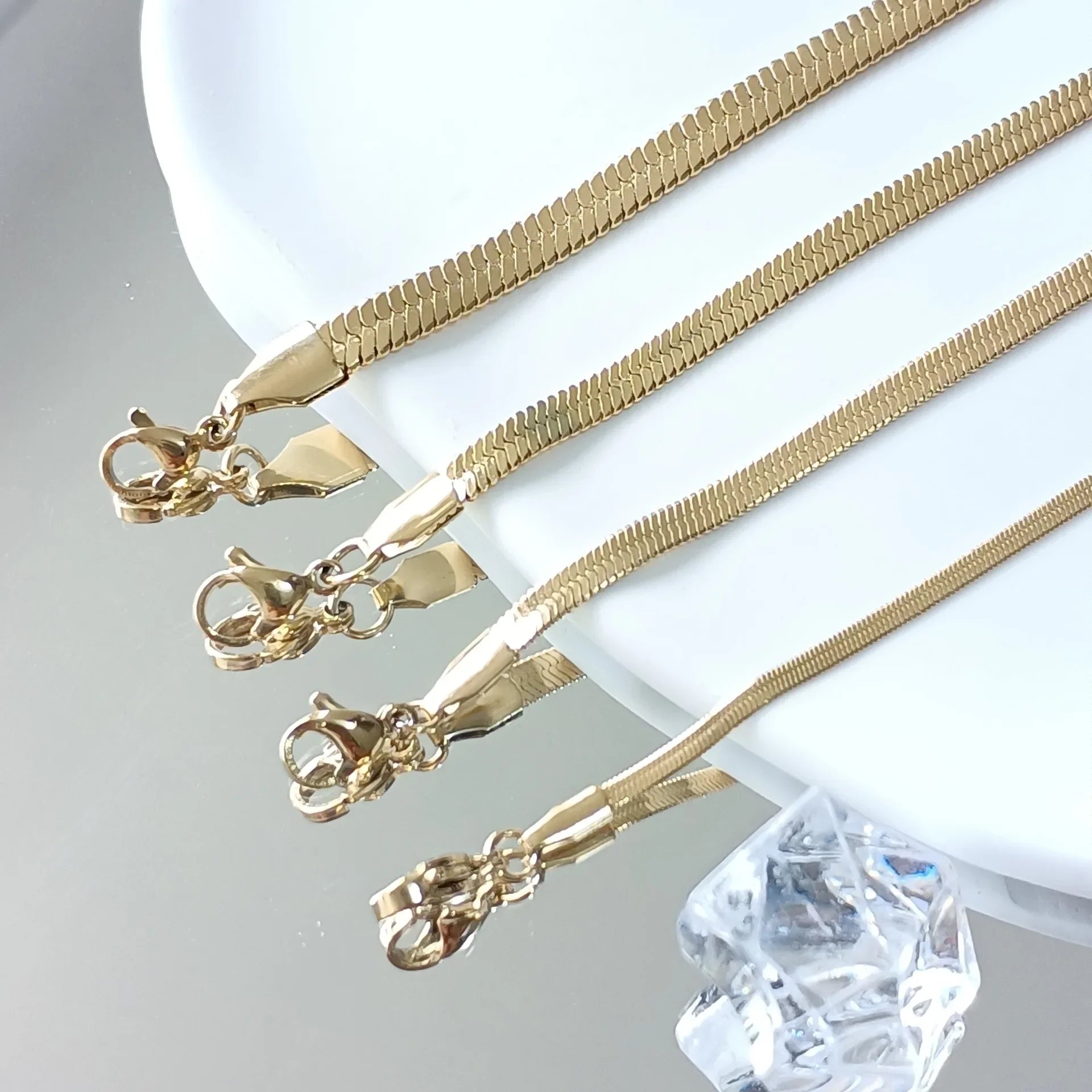 قلادة رجالية من الفضة الإسترلينية عيار 925 على شكل ثعبان مسطح بطول 4 مم، سلسلة بانك، مجوهرات نسائية، إكسسوارات حفلات عصرية للبيع بالجملة