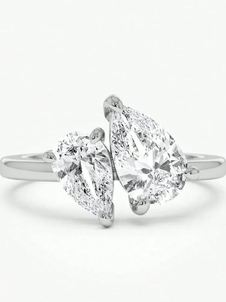 خاتم فضة إسترليني عيار 925 بتصميم كلاسيكي بسيط مرصع بالزركون على شكل قطرة ماء، مناسب للنساء، للخطوبة والزفاف، مجوهرات فاخرة عالية الجودة